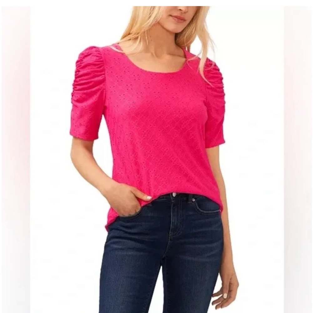Pink eyelet top
